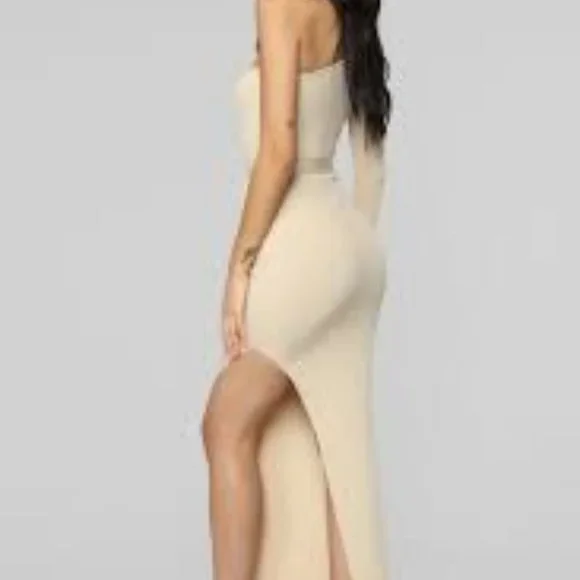 Above The Basics One Shoulder Sweater Dress - Taupe - Picture 2 of 10